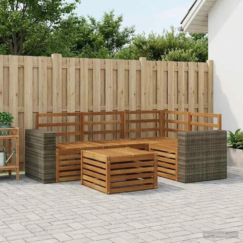 Lauko sofos komplektas 5 pcs Natūrali 59 x 59 x 37 cm