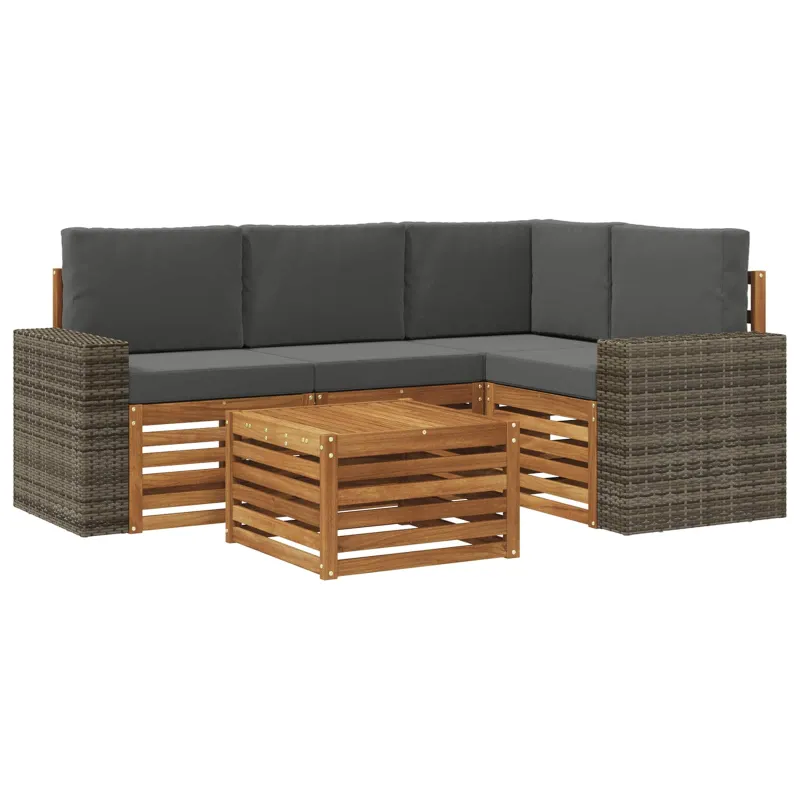 Lauko sofos komplektas 5 pcs Natūralus ir antracitas