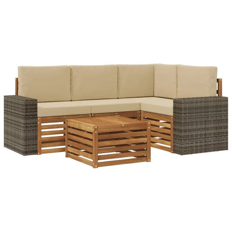 Lauko sofos komplektas 5 pcs Natūralus ir bežinis