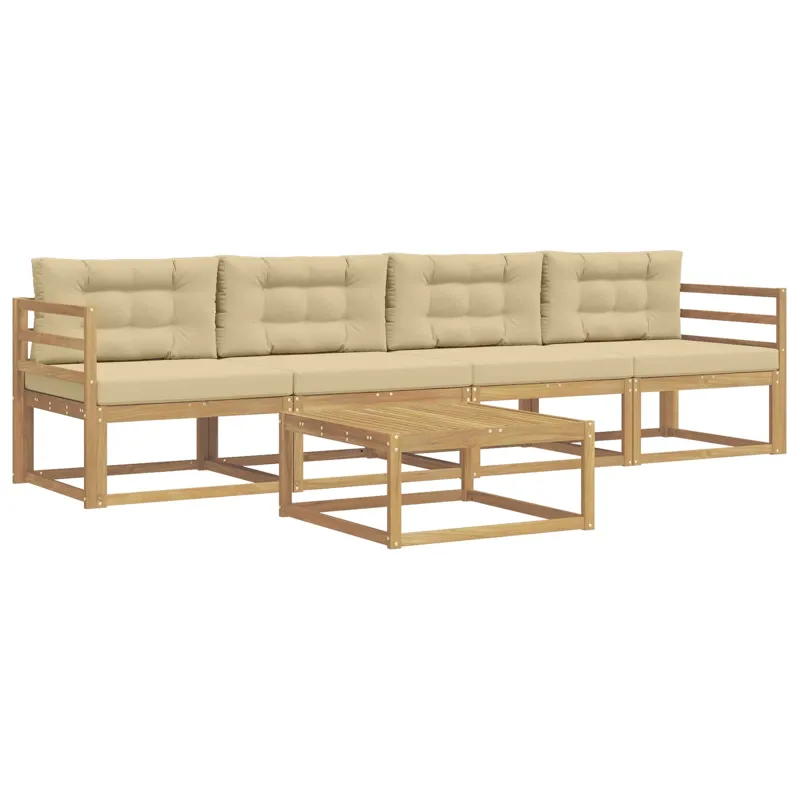 Lauko sofos komplektas su pagalve 4 pcs Balta ir kreminė