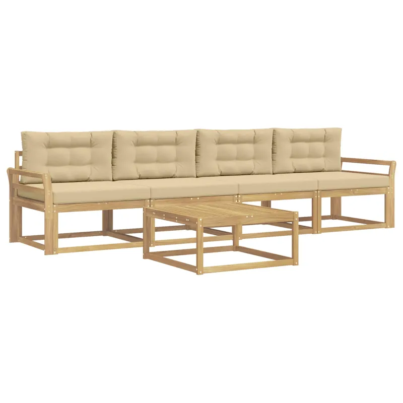 Lauko sofos komplektas su pagalve 4 pcs Balta ir kreminė