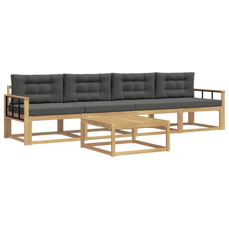 Lauko sofos komplektas su pagalve 4 pcs Balta ir antracito