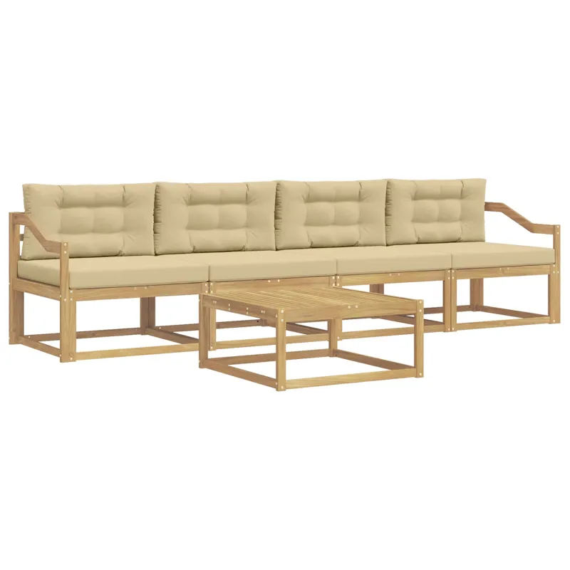 Lauko sofos komplektas su pagalve 4 pcs Balta ir kreminė