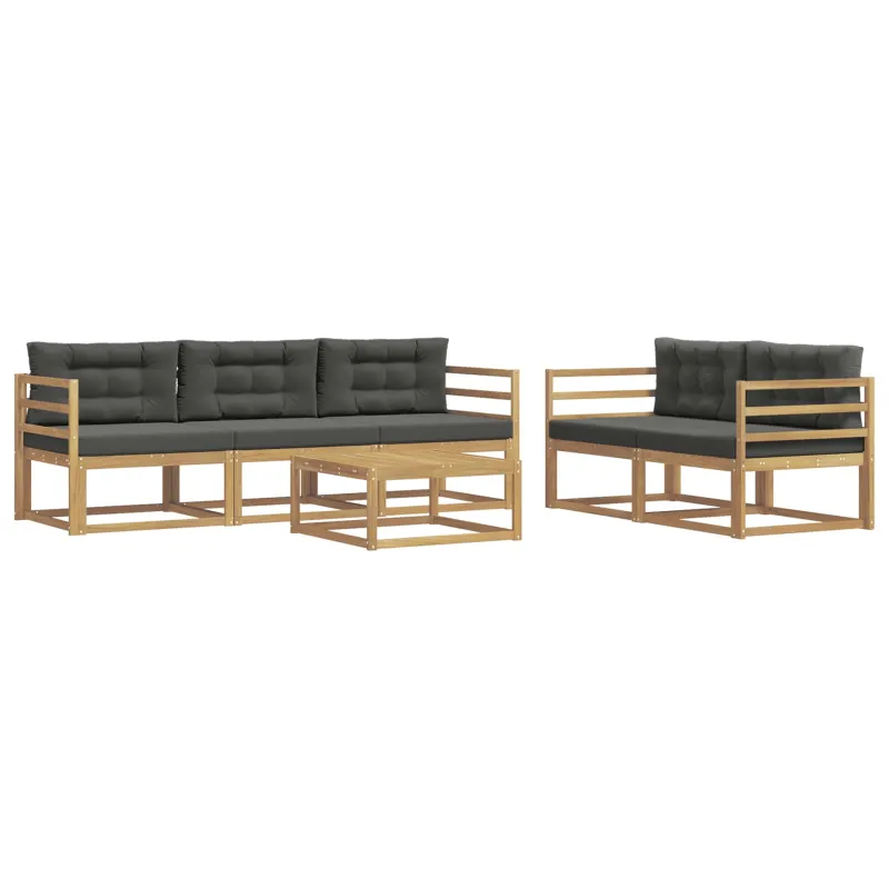 Lauko sofos komplektas su pagalve 6 pcs Balta ir antracito