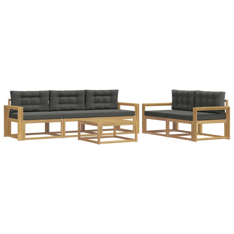 Lauko sofos komplektas su pagalve 6 pcs Balta ir antracito