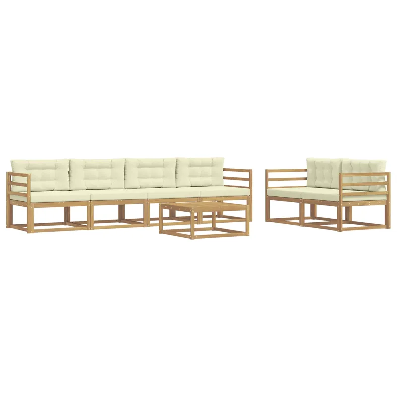 Lauko sofos komplektas su pagalve 6 pcs Balta ir kreminė