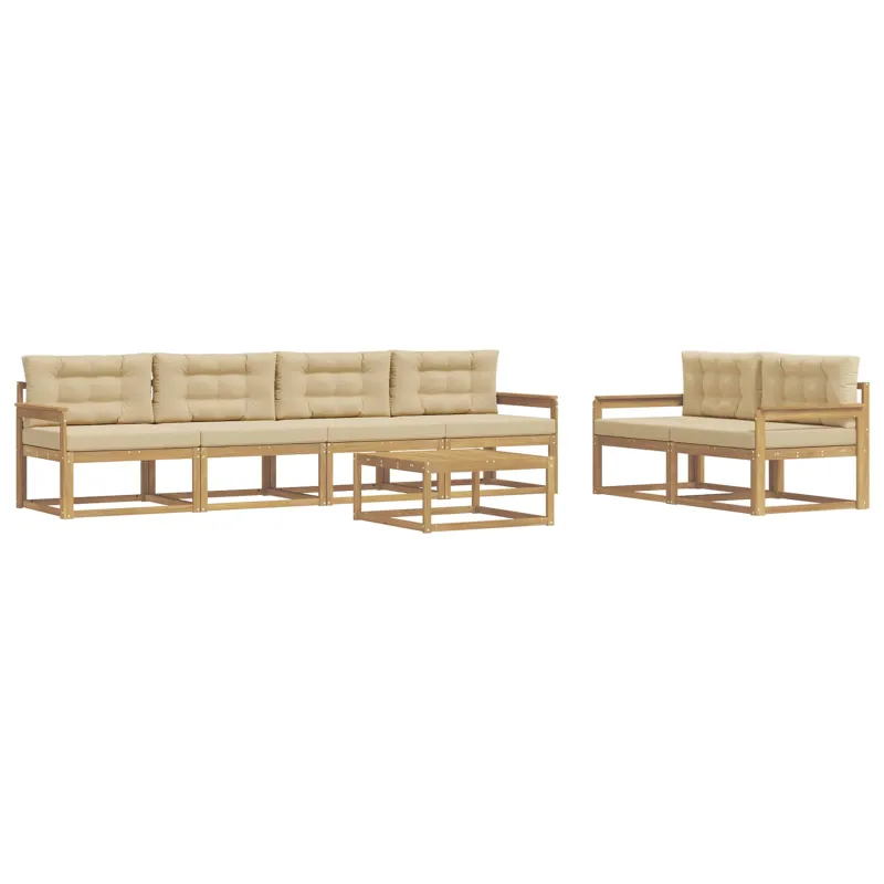 Lauko sofos komplektas su pagalve 6 pcs Balta ir kreminė