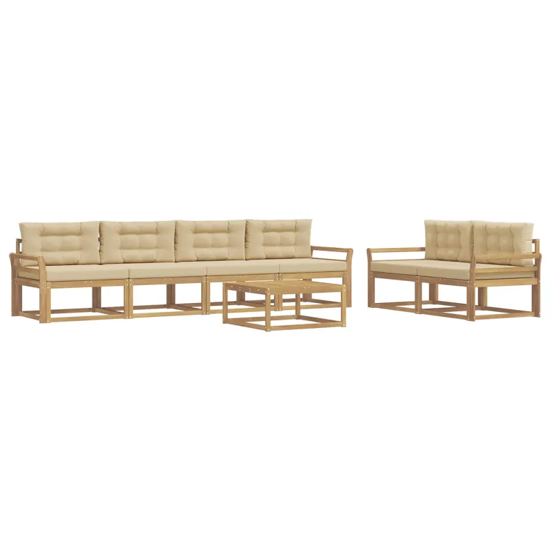 Lauko sofos komplektas su pagalve 6 pcs Balta ir kreminė