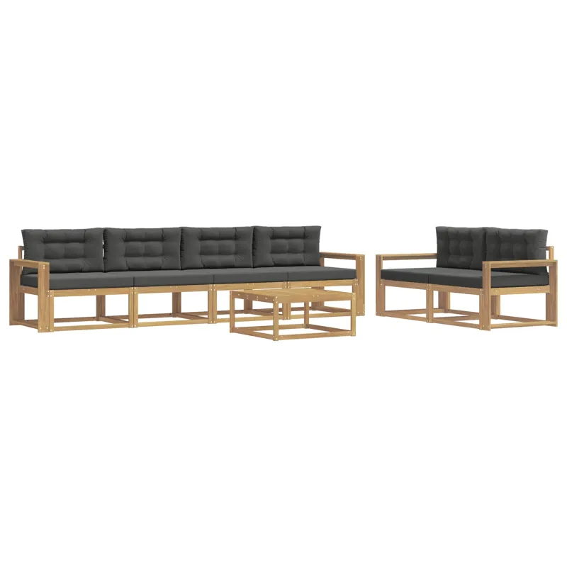 Lauko sofos komplektas su pagalve 6 pcs Balta ir antracito