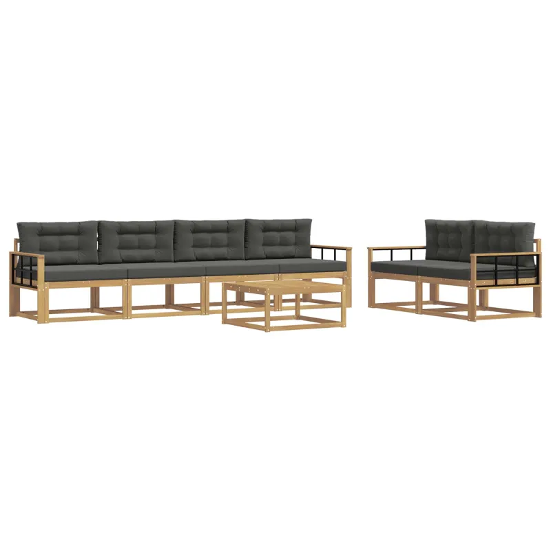 Lauko sofos komplektas su pagalve 6 pcs Balta ir antracito