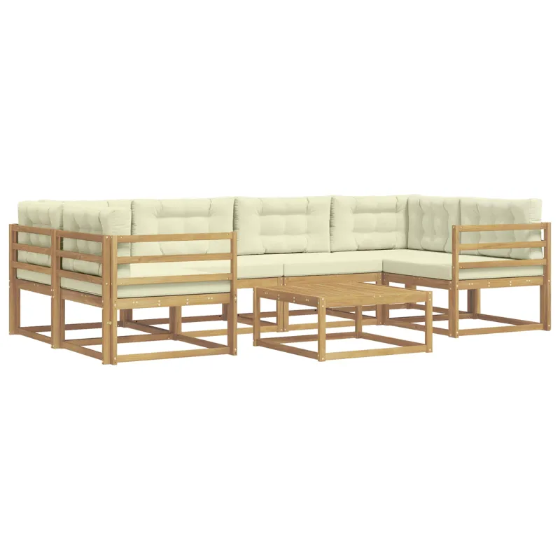 Lauko sofos komplektas su pagalve 5 pcs Balta ir kreminė