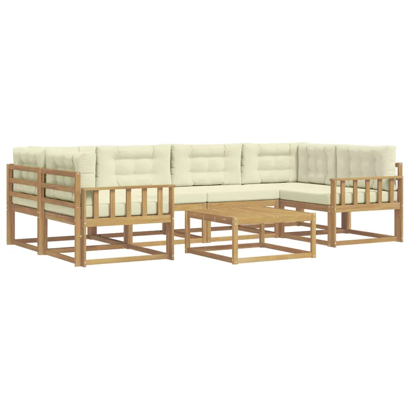 Lauko sofos komplektas su pagalve 5 pcs Balta ir kreminė