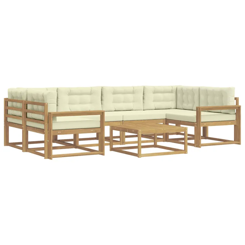 Lauko sofos komplektas su pagalve 5 pcs Balta ir kreminė