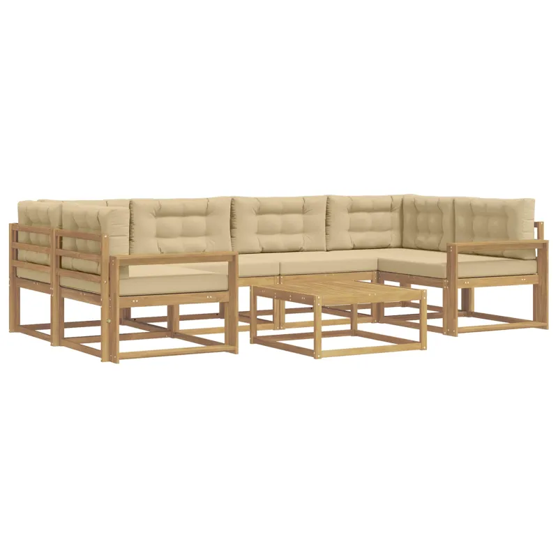 Lauko sofos komplektas su pagalve 5 pcs Balta ir kreminė