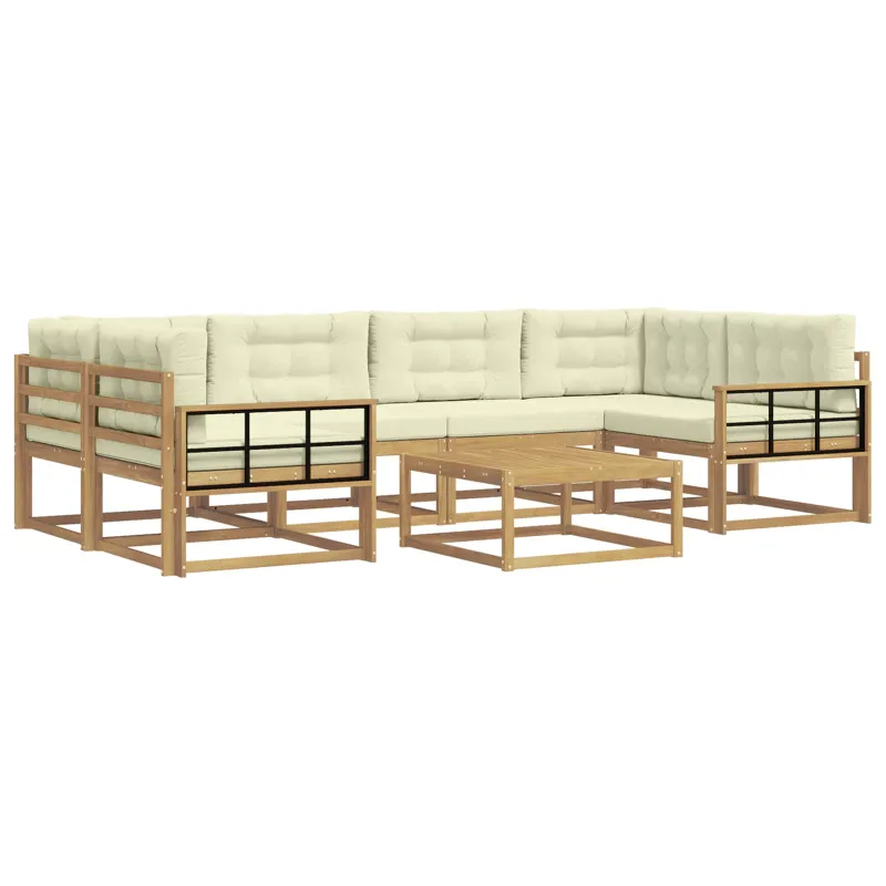 Lauko sofos komplektas su pagalve 5 pcs Balta ir kreminė