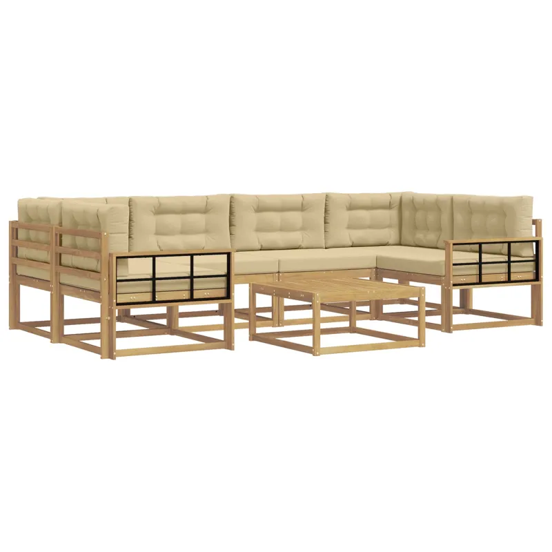 Lauko sofos komplektas su pagalve 5 pcs Balta ir kreminė