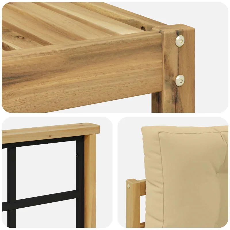 Lauko sofos komplektas su pagalve 5 pcs Balta ir kreminė