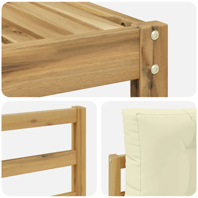 Lauko sofos komplektas su pagalve 7 pcs Balta ir kreminė