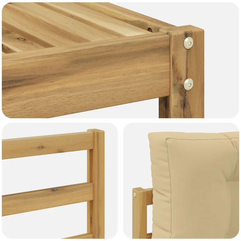 Lauko sofos komplektas su pagalve 7 pcs Balta ir kreminė