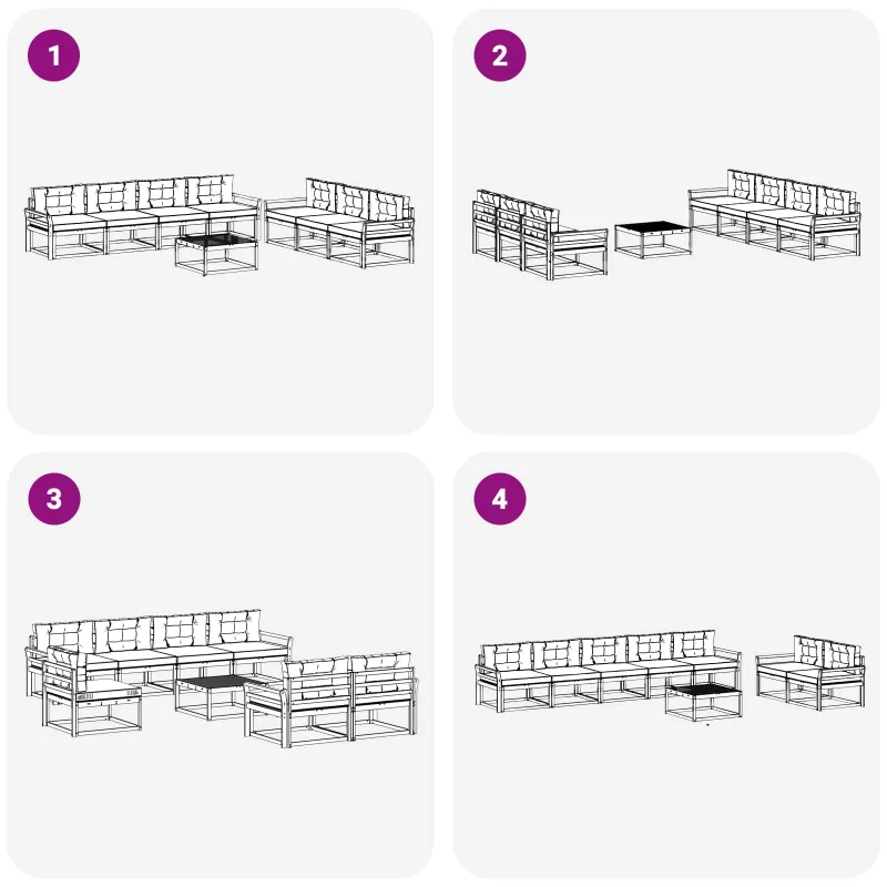 Lauko sofos komplektas su pagalve 7 pcs Balta ir kreminė