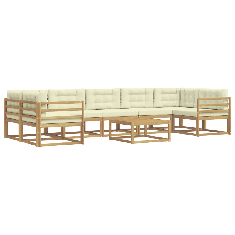 Lauko sofos komplektas su pagalve 6 pcs Balta ir kreminė