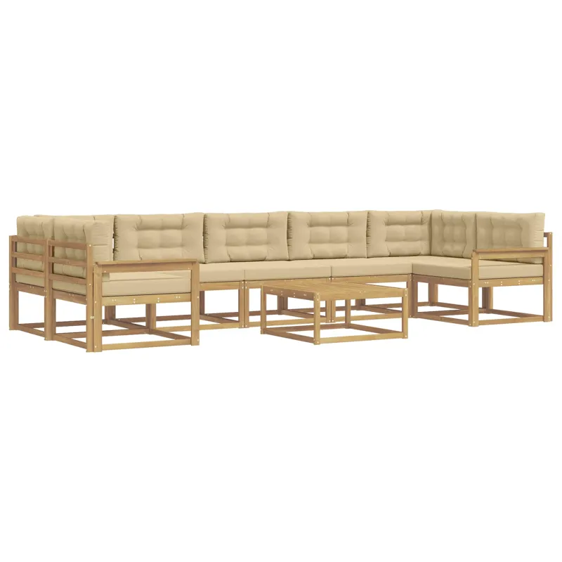 Lauko sofos komplektas su pagalve 6 pcs Balta ir kreminė