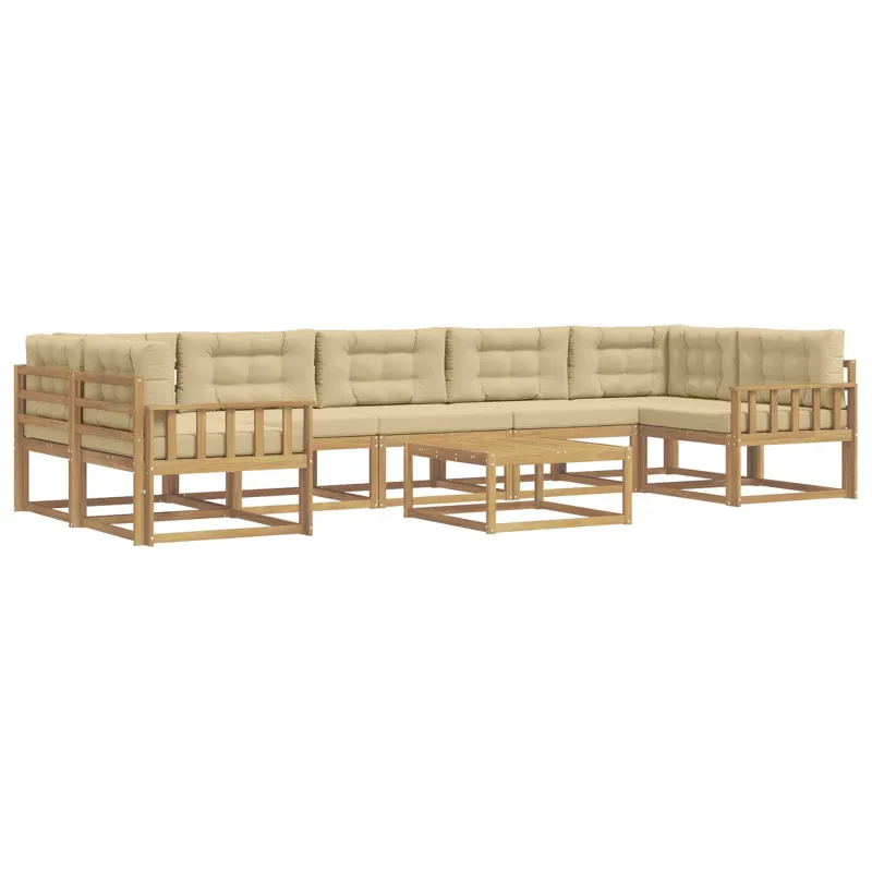 Lauko sofos komplektas su pagalve 6 pcs Balta ir kreminė