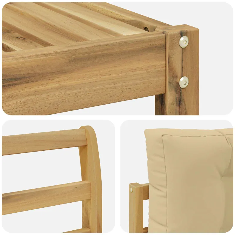 Lauko sofos komplektas su pagalve 6 pcs Balta ir kreminė
