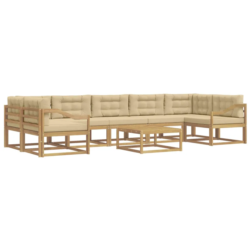 Lauko sofos komplektas su pagalve 6 pcs Balta ir kreminė
