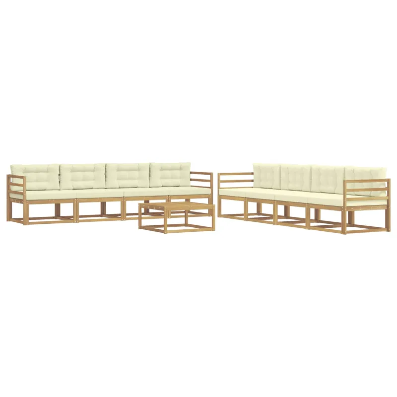 Lauko sofos komplektas 9 pcs Balta ir kreminė 79 x 79 x 37 cm