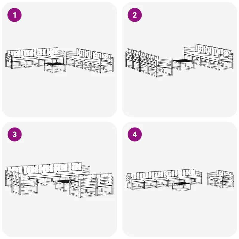 Lauko sofos komplektas 9 pcs Balta ir kreminė 79 x 79 x 37 cm