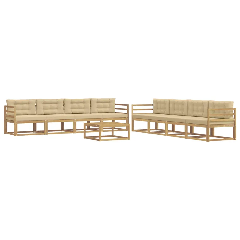 Lauko sofos komplektas 9 pcs Balta ir kreminė 79 x 79 x 37 cm