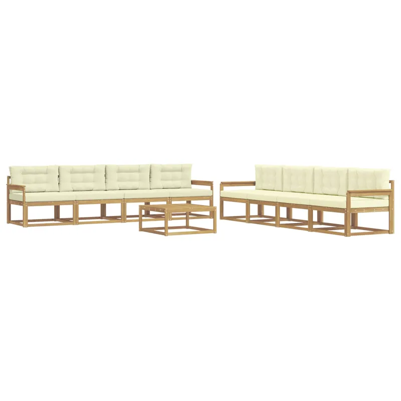 Lauko sofos komplektas 9 pcs Balta ir kreminė 79 x 79 x 37 cm