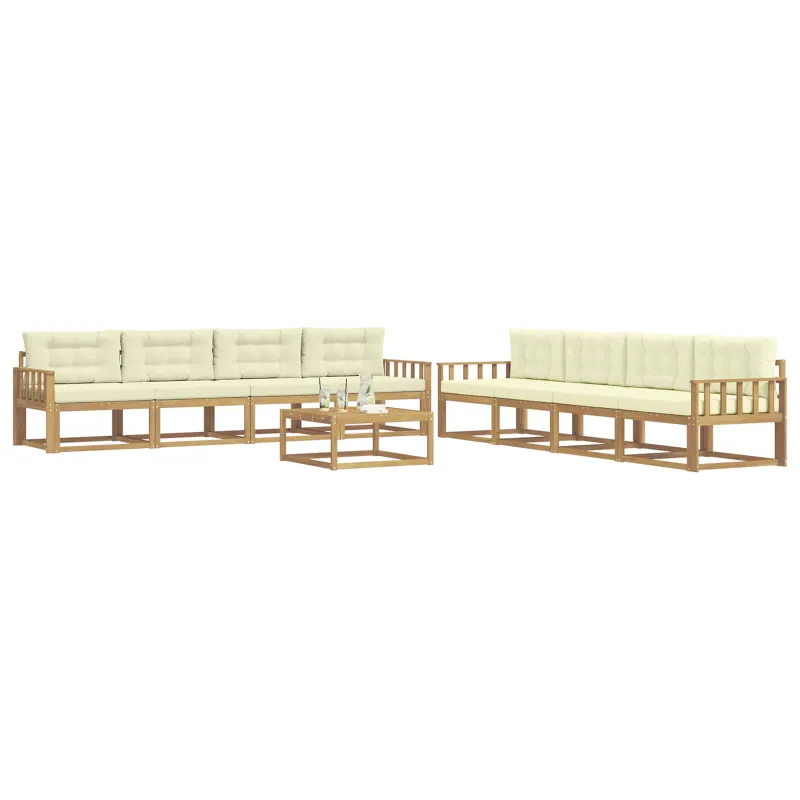 Lauko sofos komplektas 9 pcs Balta ir kreminė 79 x 79 x 37 cm