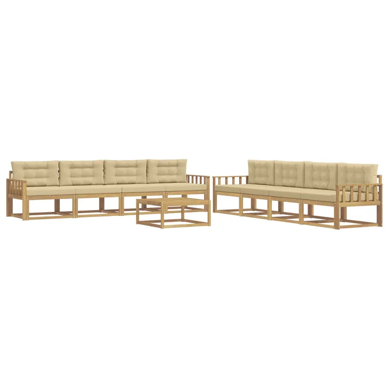 Lauko sofos komplektas 9 pcs Balta ir kreminė 79 x 79 x 37 cm