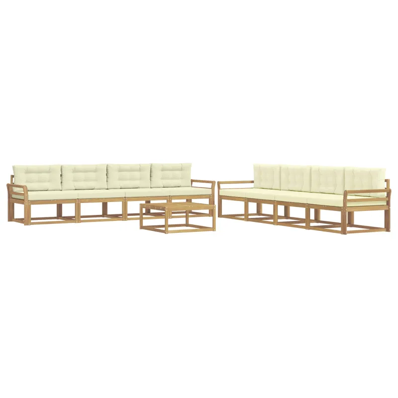 Lauko sofos komplektas 9 pcs Balta ir kreminė 79 x 79 x 37 cm