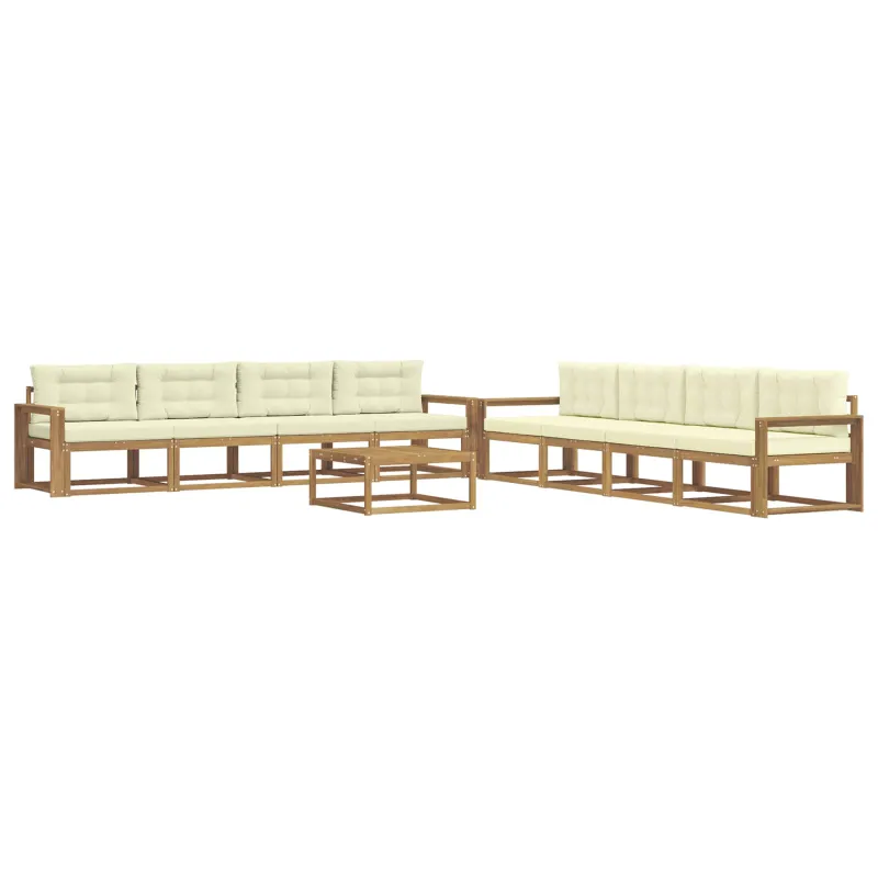 Lauko sofos komplektas 9 pcs Balta ir kreminė 79 x 79 x 37 cm