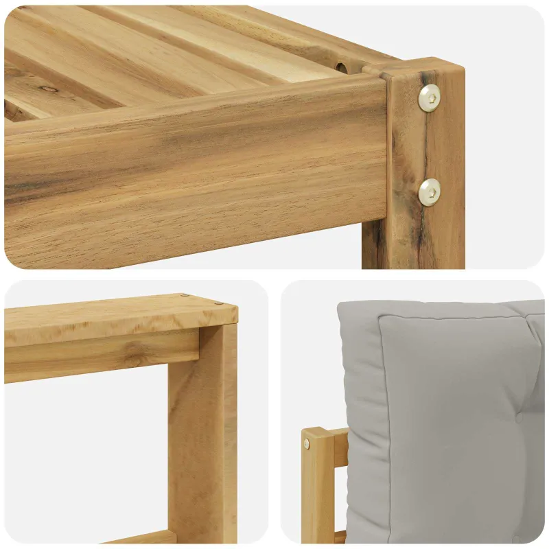 Lauko sofos komplektas 9 pcs Balta ir šviesiai pilka
