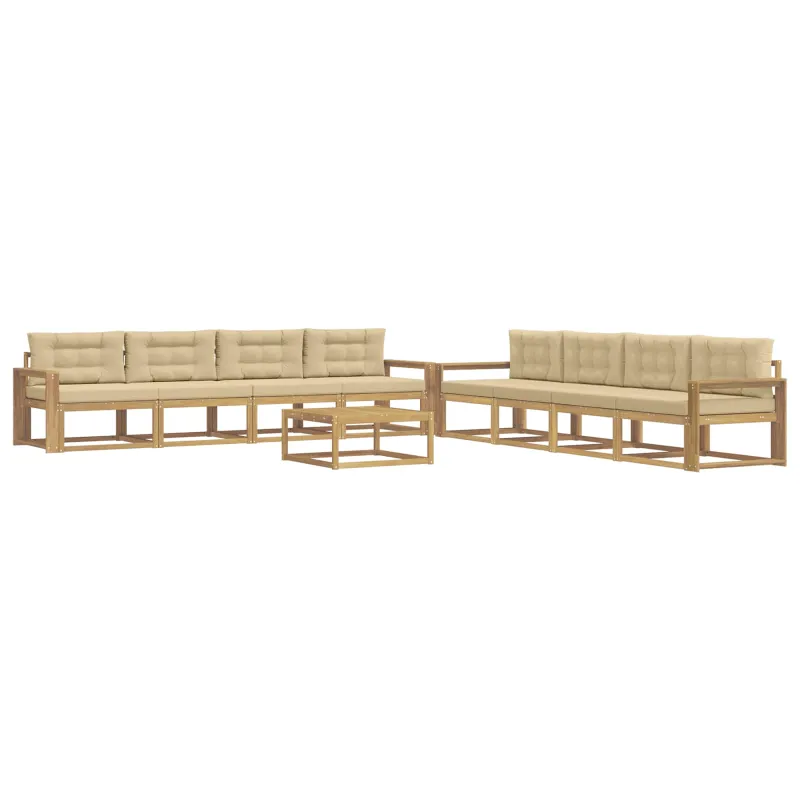 Lauko sofos komplektas 9 pcs Balta ir kreminė 79 x 79 x 37 cm