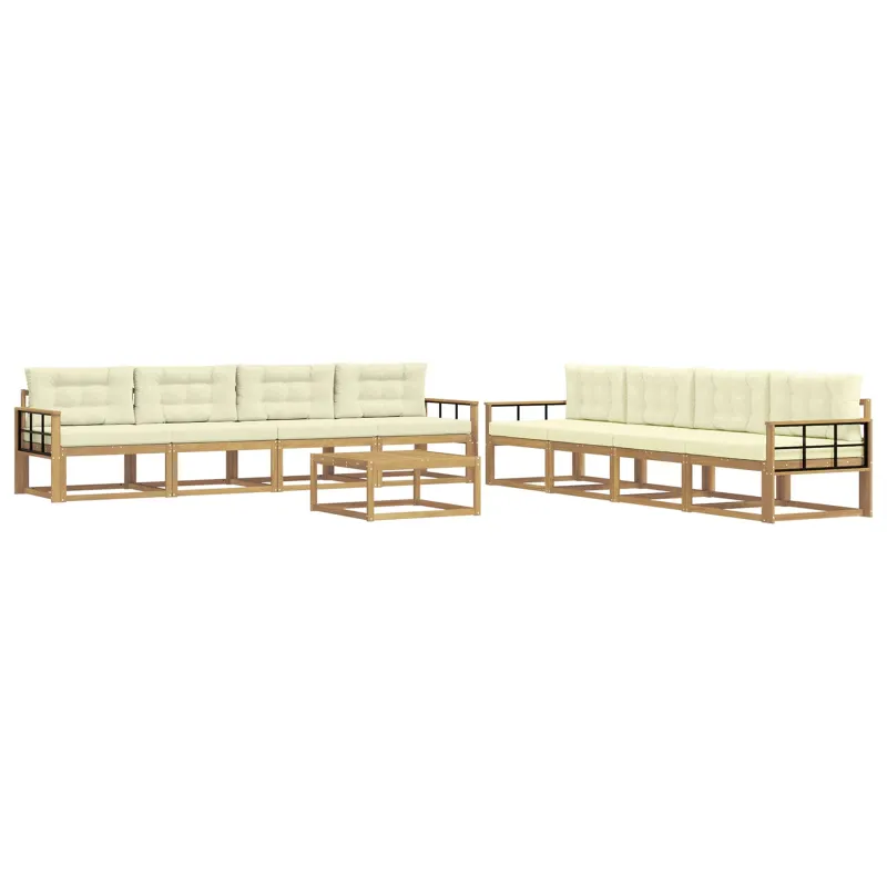 Lauko sofos komplektas 9 pcs Balta ir kreminė 79 x 79 x 37 cm