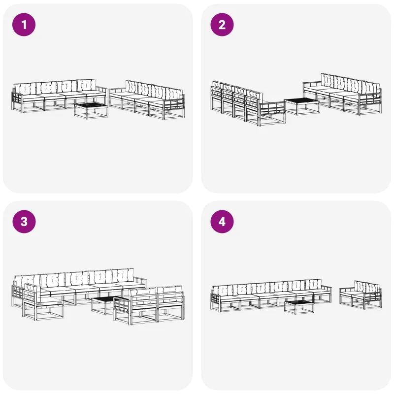 Lauko sofos komplektas 9 pcs Balta ir antracito 79 x 79 x 37 cm