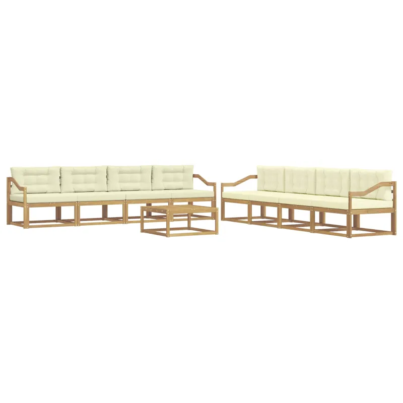 Lauko sofos komplektas 9 pcs Balta ir kreminė 79 x 79 x 37 cm