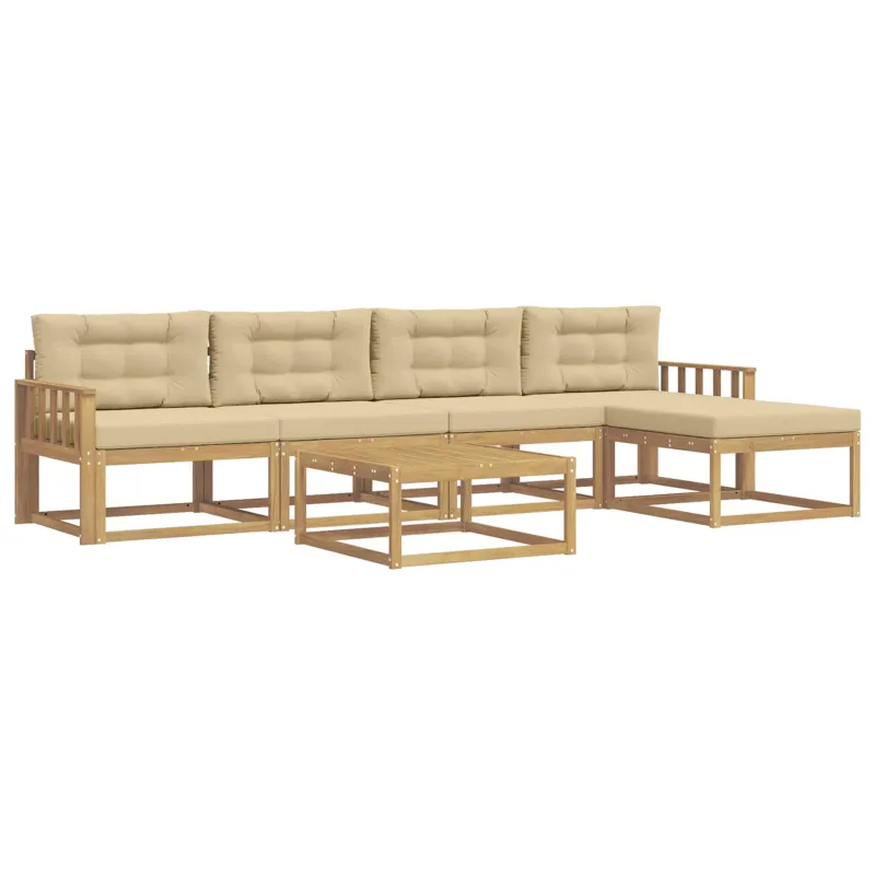 Lauko sofos komplektas 6 pcs Balta ir kreminė 79 x 79 x 37 cm