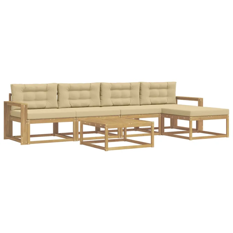 Lauko sofos komplektas 6 pcs Balta ir kreminė 79 x 79 x 37 cm