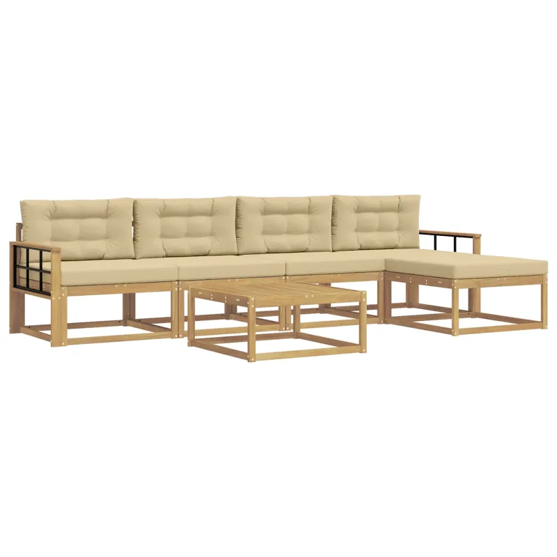 Lauko sofos komplektas 6 pcs Balta ir kreminė 79 x 79 x 37 cm