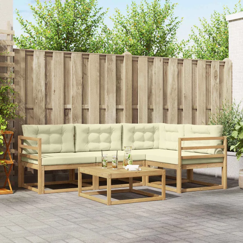 Lauko sofos komplektas 5 pcs Balta ir kreminė 79 x 79 x 37 cm