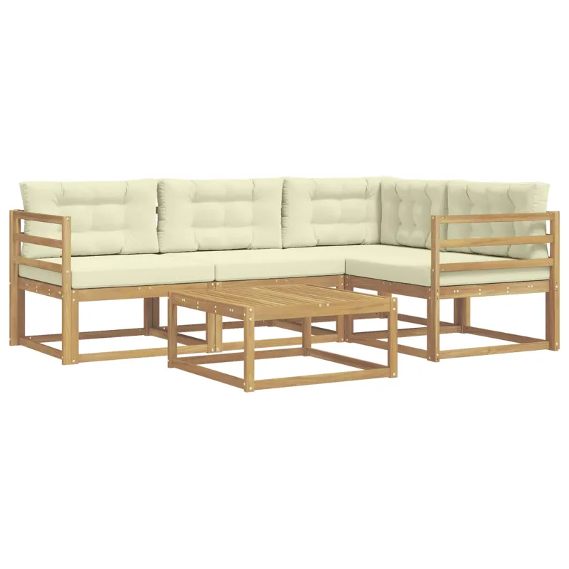 Lauko sofos komplektas 5 pcs Balta ir kreminė 79 x 79 x 37 cm