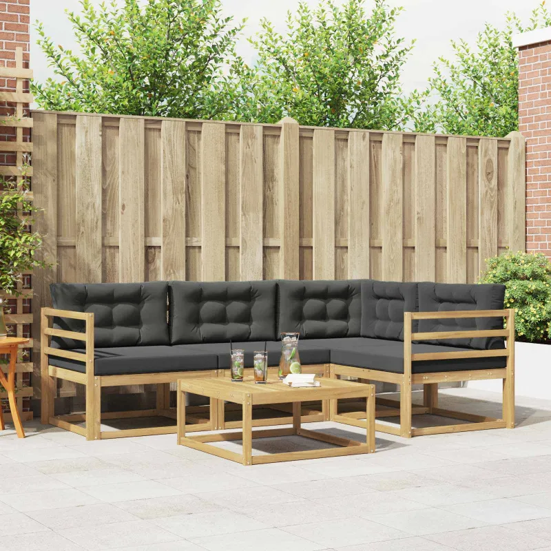 Lauko sofos komplektas 5 pcs Balta ir antracito 79 x 79 x 37 cm