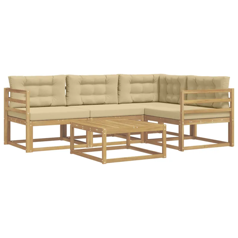 Lauko sofos komplektas 5 pcs Balta ir kreminė 79 x 79 x 37 cm