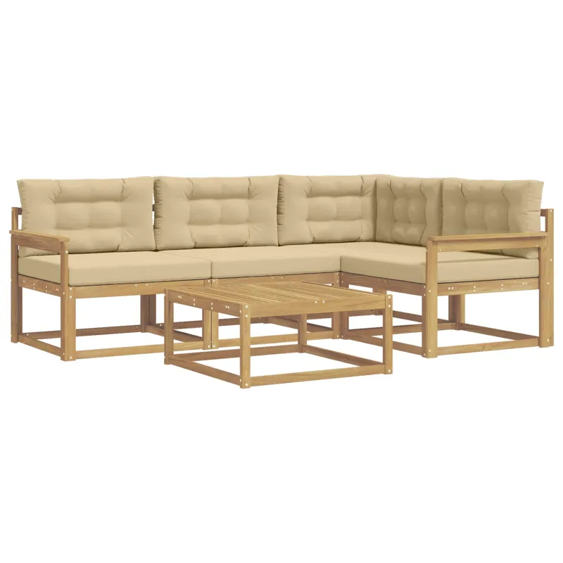 Lauko sofos komplektas 5 pcs Balta ir kreminė 79 x 79 x 37 cm